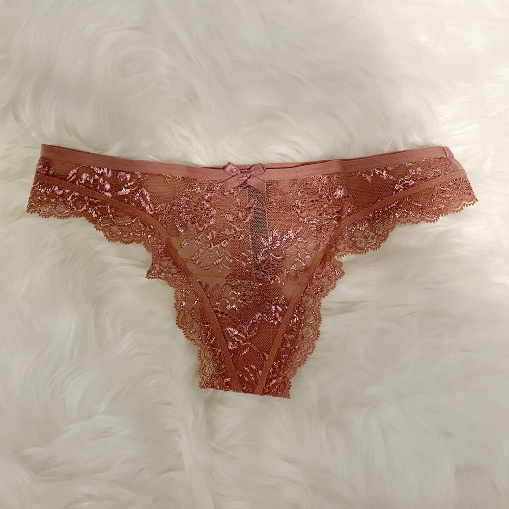 Victoria's Secret Very Sexy Lace Floral Thong Tangerine Small